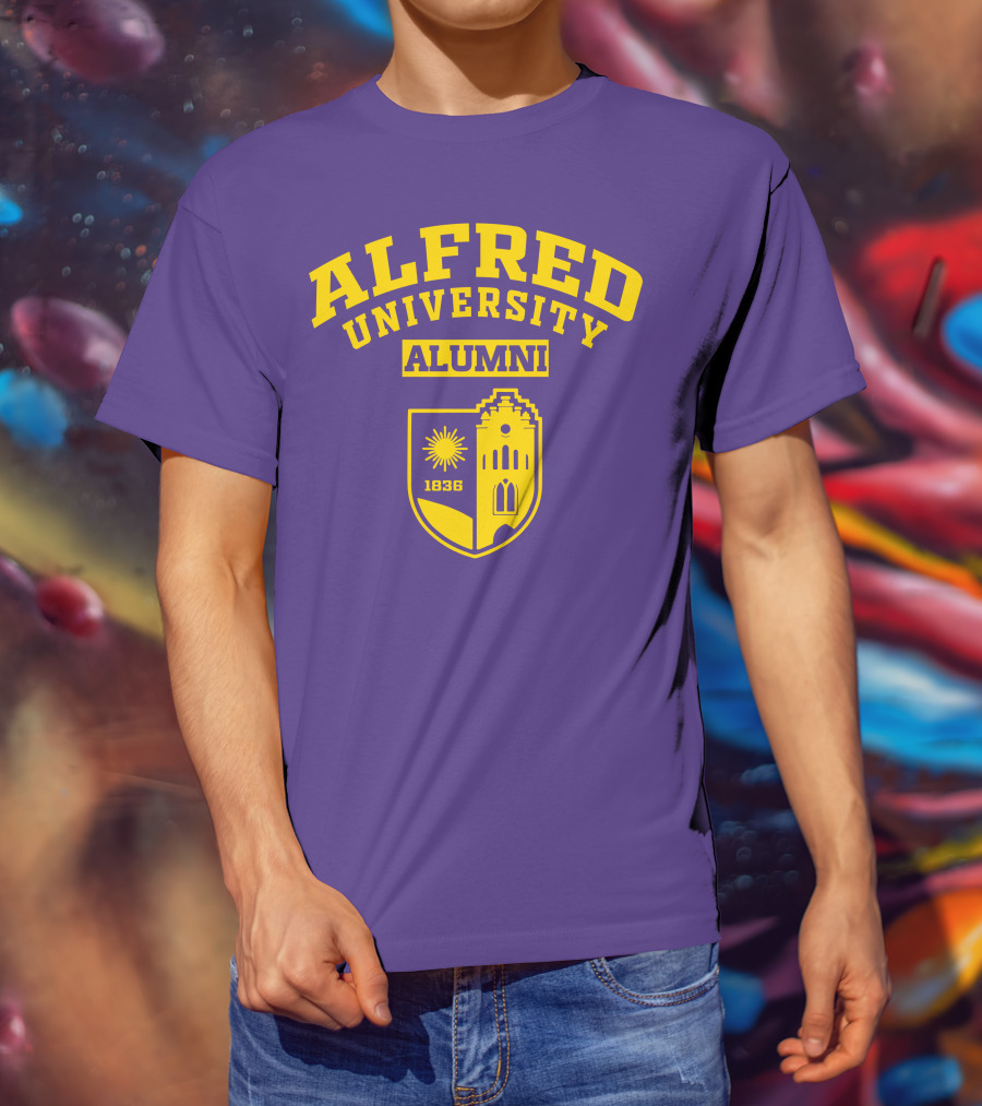 Alfred University Alumni 1836 Purple And Yellow Crest T-Shirt