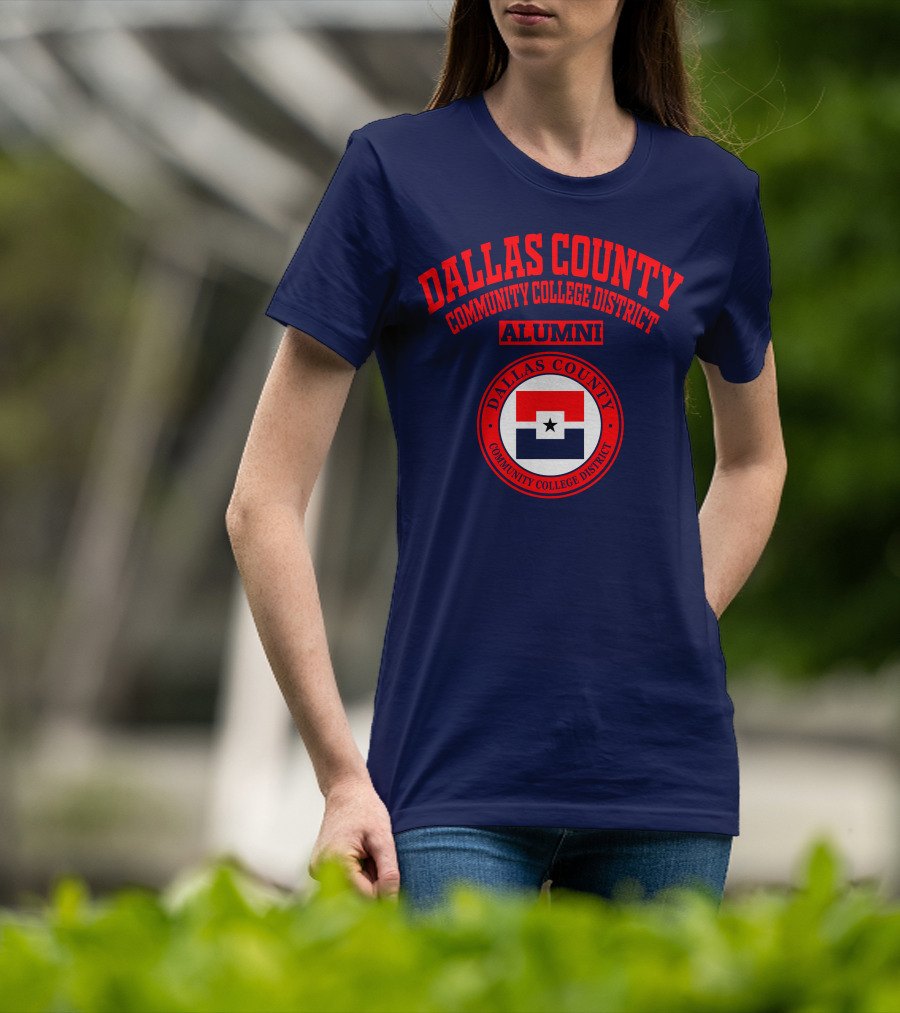 Dallas County Community College District Alumni Red And Navy Star Emblem T-Shirt