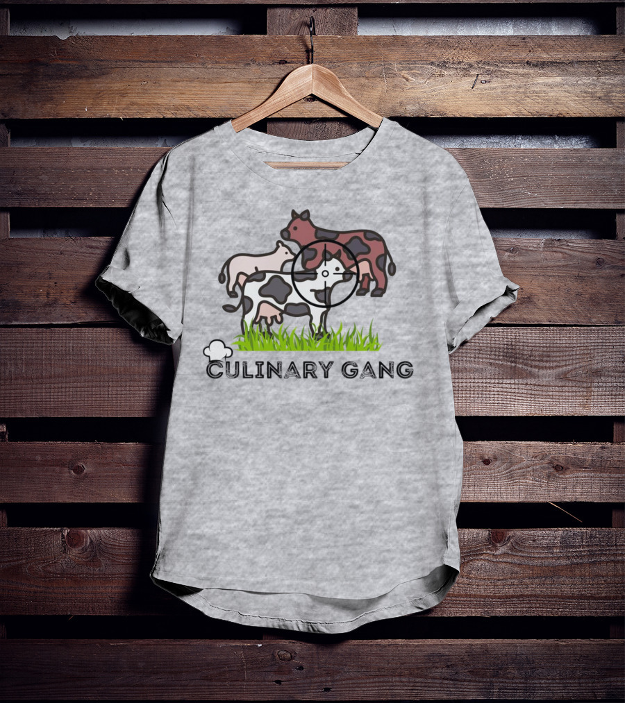 Culinary Gang Cow Trio Targeting Humor T-Shirt