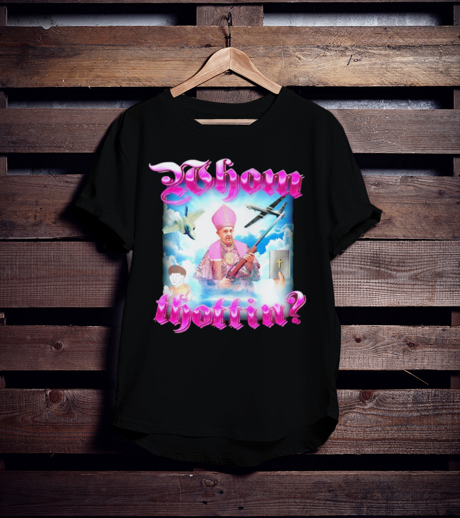 Whom Thottin Priest Holding Rifle With Airplanes And Clouds T-Shirt