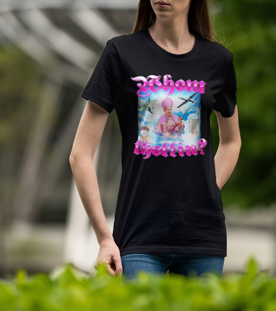 Whom Thottin Priest Holding Rifle With Airplanes And Clouds T-Shirt