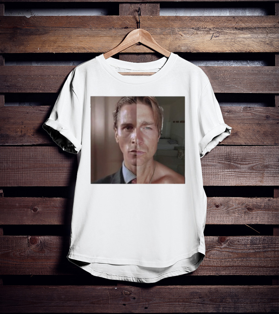 Jeremy Fragrance Compared With Young Christian Bale Face Split Room Background T-Shirt