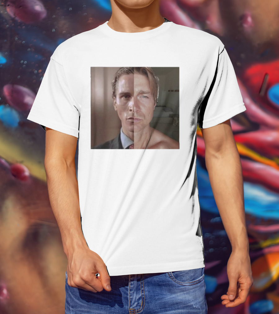 Jeremy Fragrance Compared With Young Christian Bale Face Split Room Background T-Shirt