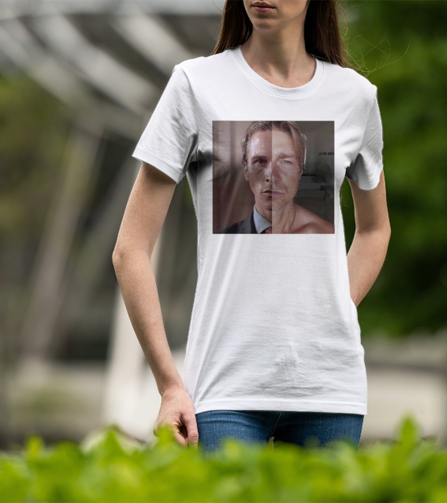 Jeremy Fragrance Compared With Young Christian Bale Face Split Room Background T-Shirt
