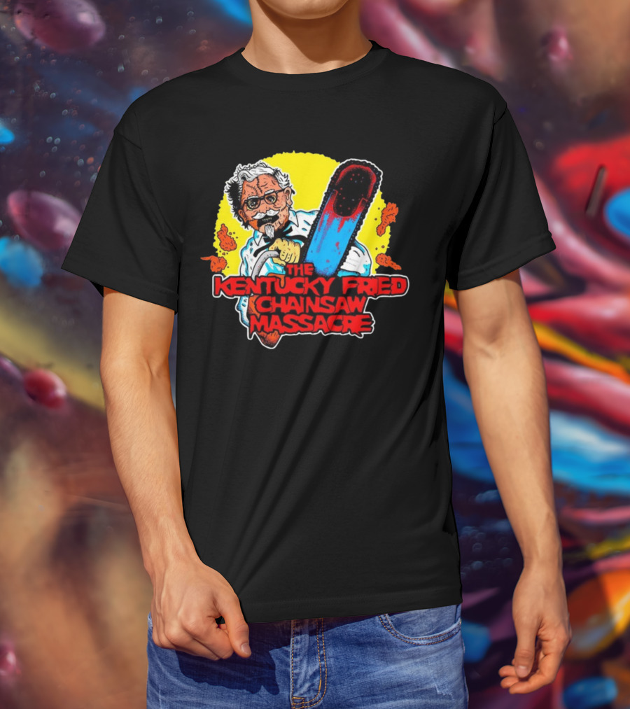 Colonel Sanders Chainsaw Parody Horror Crossover T-Shirt
