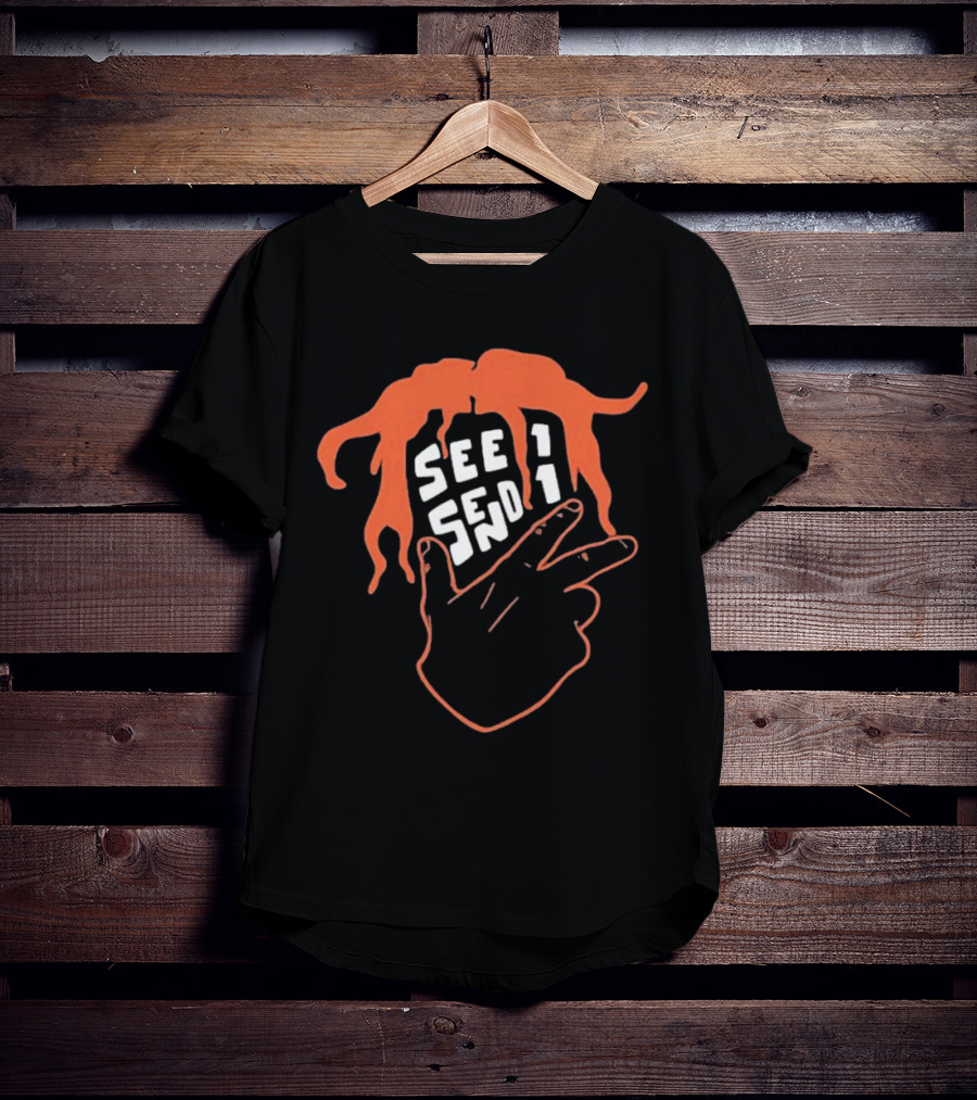 See 1 Send 1 Hand Gesture With Orange Hair T-Shirt