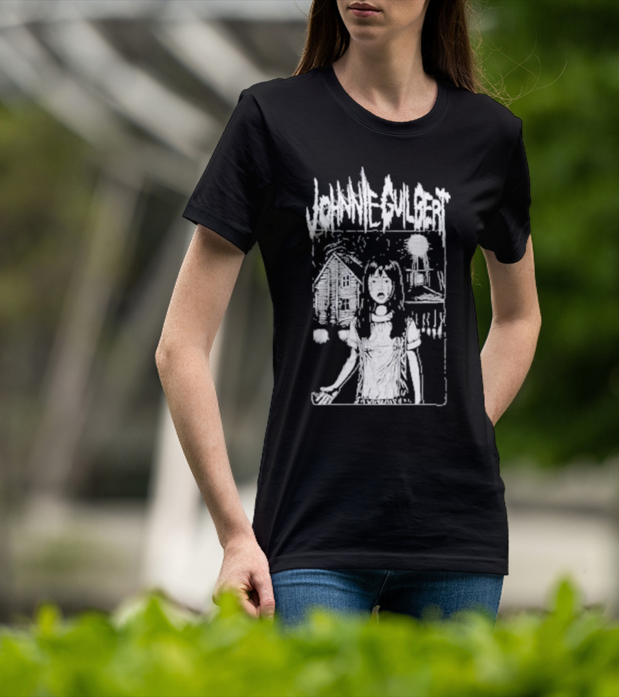 Johnnie Guilbert The Lost Girl Creepy Haunted House Background T-Shirt