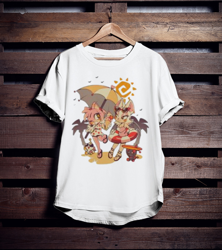 The Yetee Merch Door Into Summer With Cute Beach Characters And Umbrella T-Shirt