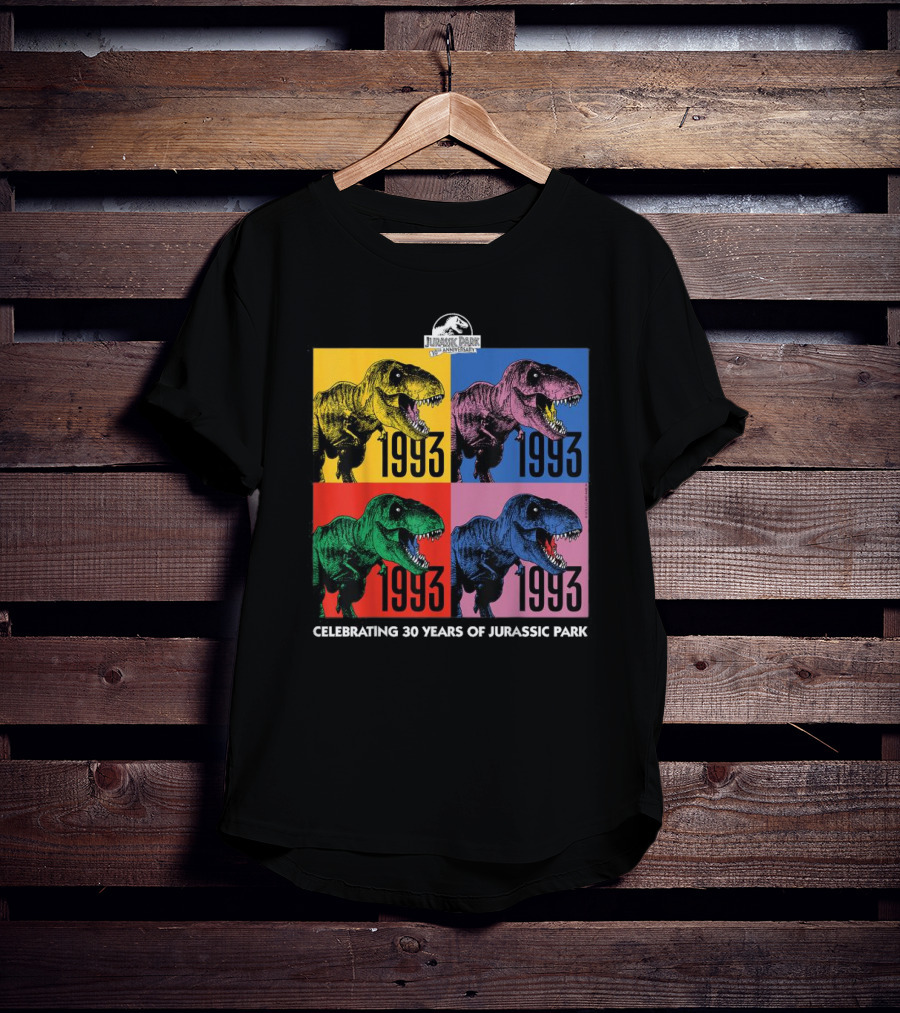 30 Years Of Jurassic Park 1993 Pop Art Dinosaur T-Shirt