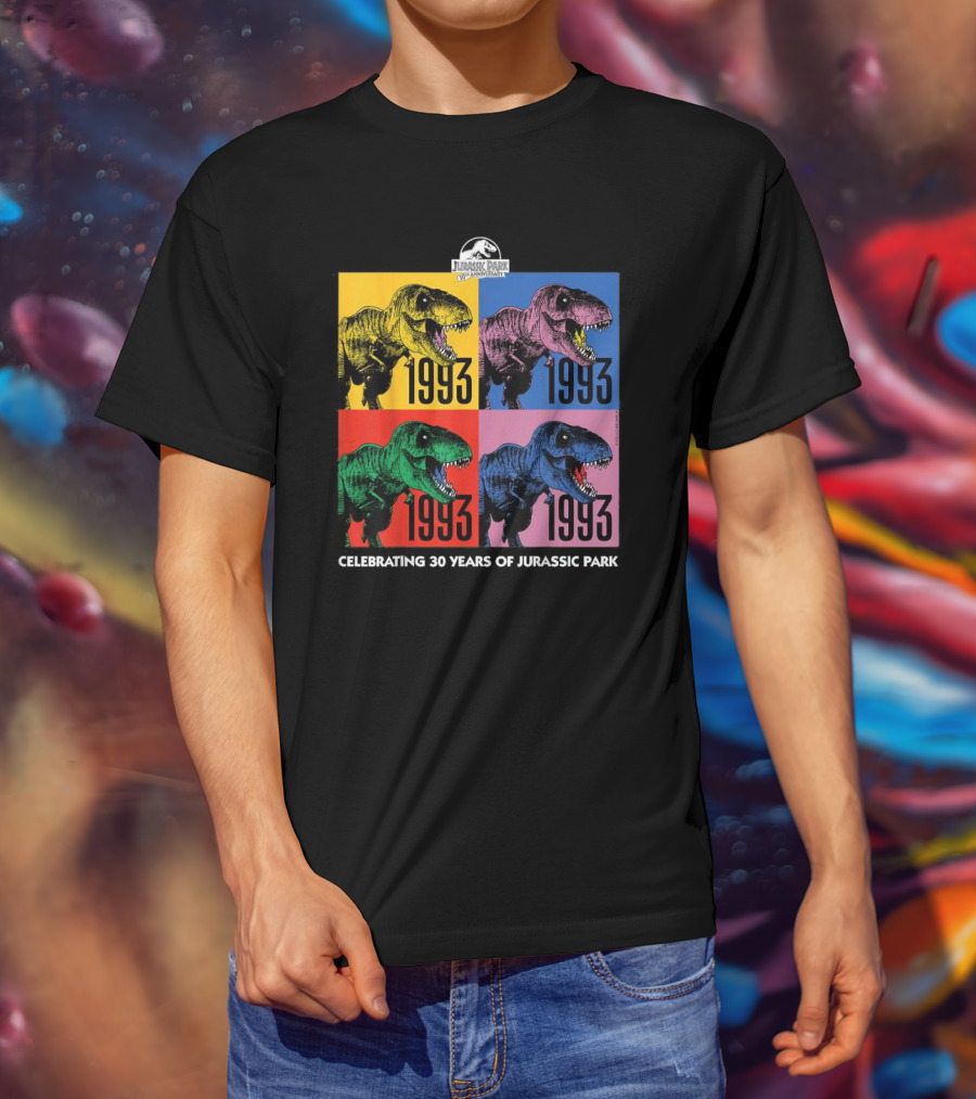 30 Years Of Jurassic Park 1993 Pop Art Dinosaur T-Shirt