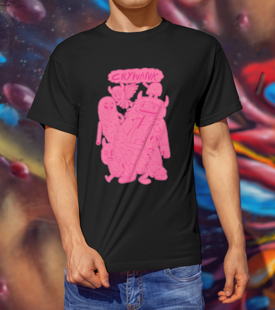 Crywank Cartoon Characters Art Pink T-Shirt