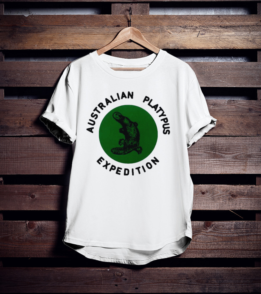 Australian Platypus Expedition Black Circle With Green Interior T-Shirt