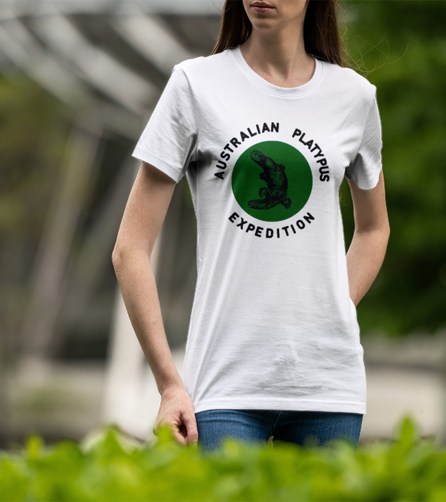 Australian Platypus Expedition Black Circle With Green Interior T-Shirt