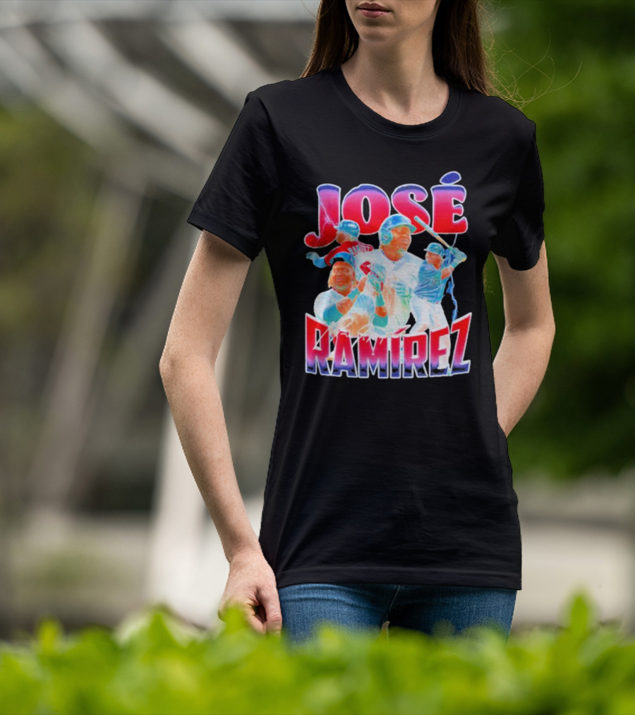 José Ramírez Signature Series Baseball Action Collage T-Shirt