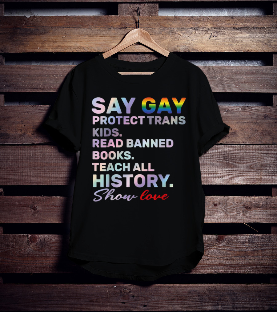 Say Gay Protect Trans Kids Read Banned Books Teach All History Show Love T-Shirt