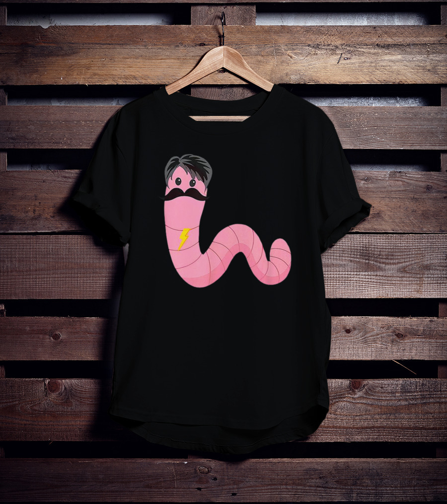 Worm With A Mustache James Tom Ariana Reality Lightning Bolt T-Shirt