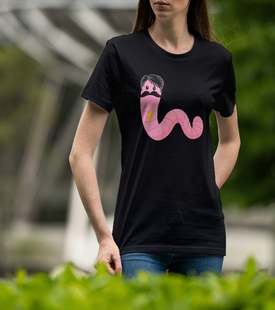 Worm With A Mustache James Tom Ariana Reality Lightning Bolt T-Shirt
