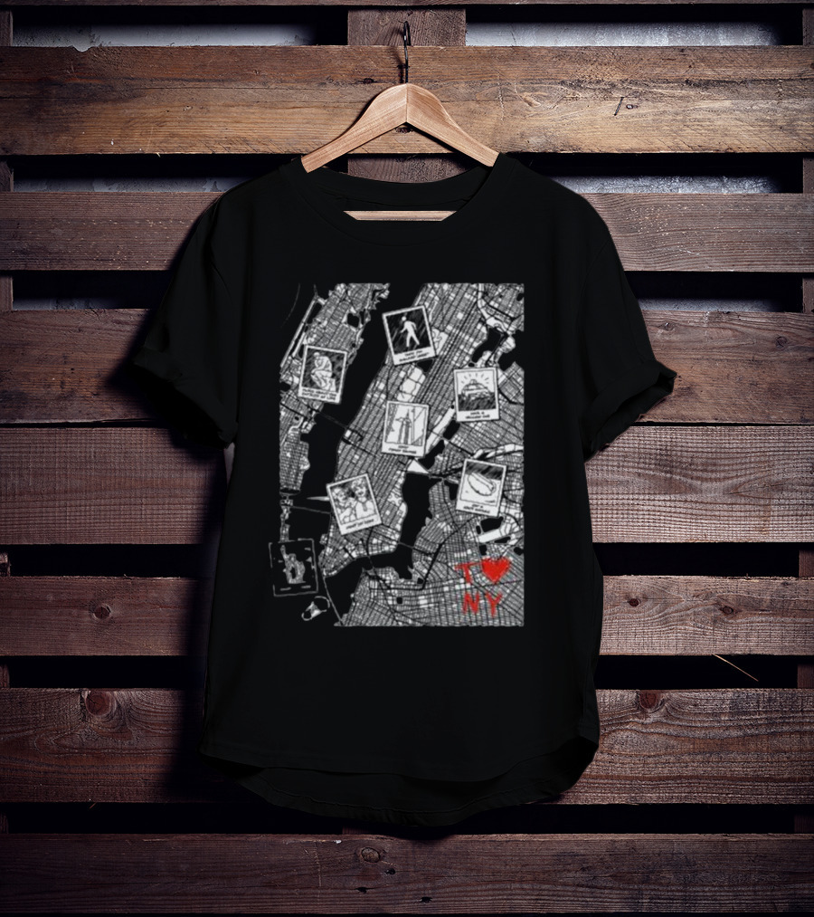TommyInnit Merch T Love NY Map Icons And Polaroid Style Graphics T-Shirt