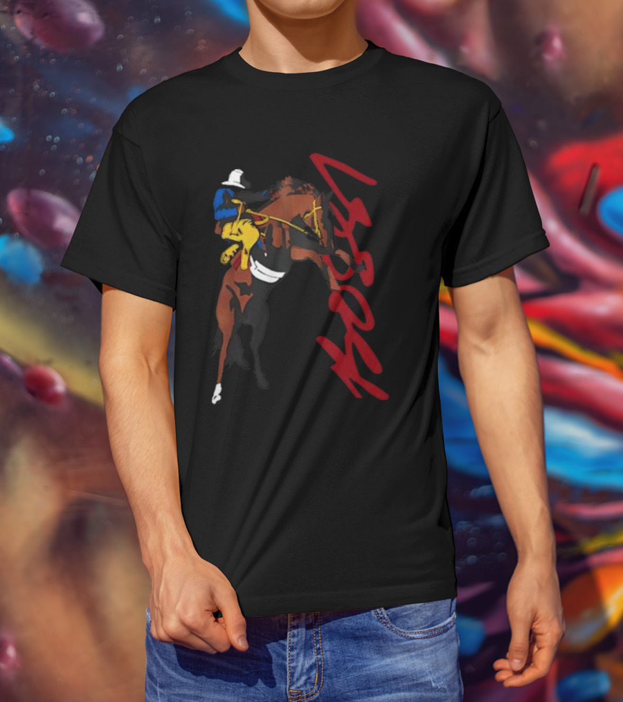 Bossi Cowboy Colorful Rodeo Horse Scene T-Shirt