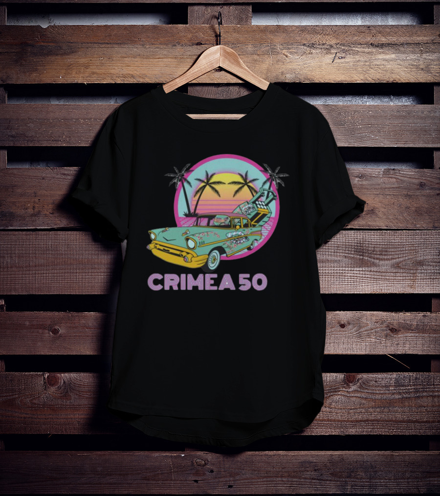 CRIMEA 50 NAFO HIMARS Vintage Sunset Car Scene T-Shirt