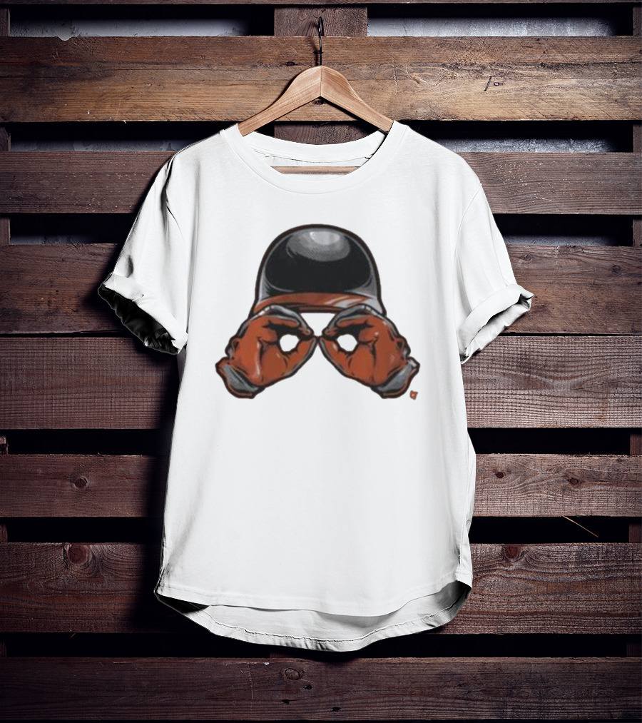 Baltimore Orioles Helmet And Gloves Holding Binoculars T-Shirt