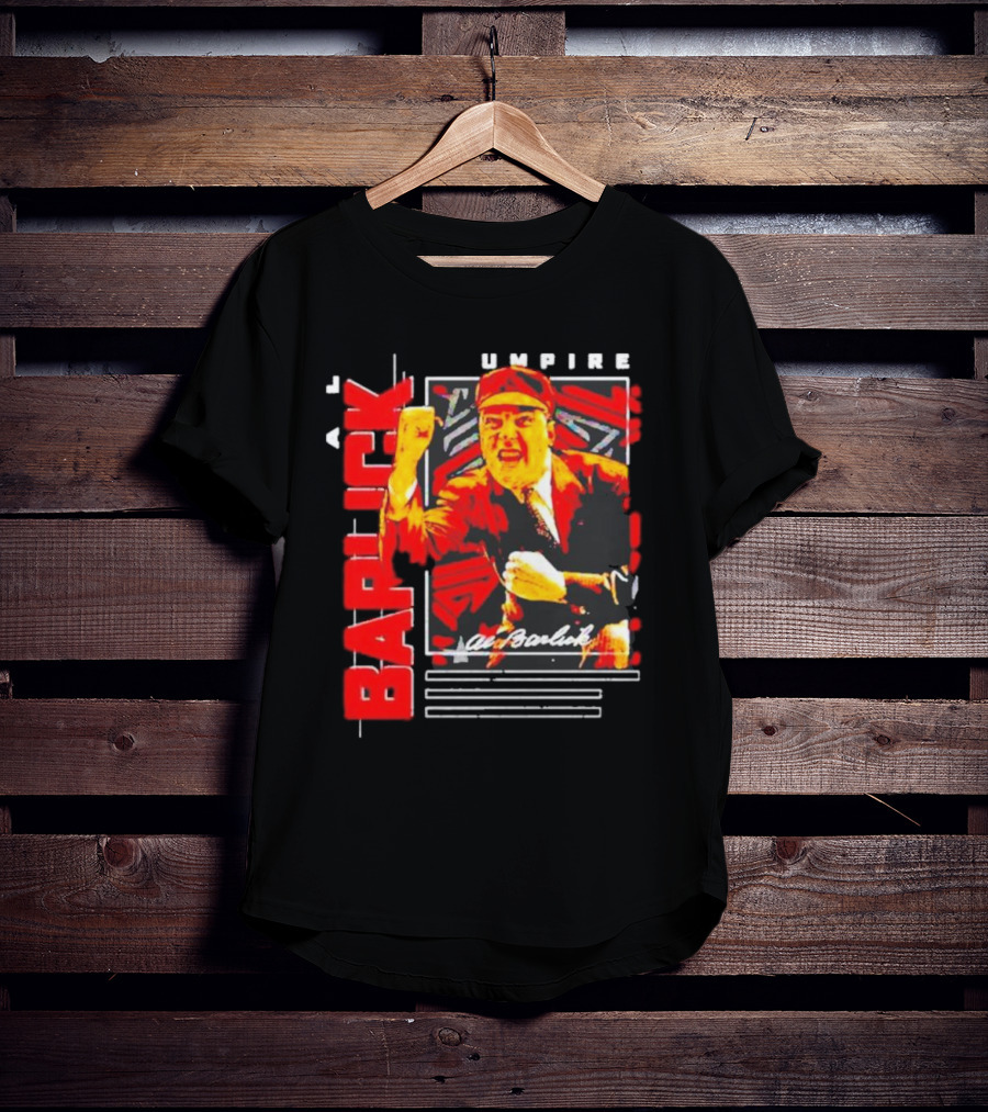 Al Barlick Umpire Sports Card Vintage Red T-Shirt