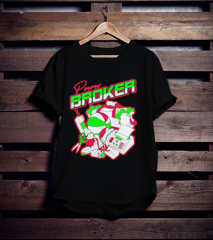 Power Broker Retro Tech And Sports Collage T-Shirt