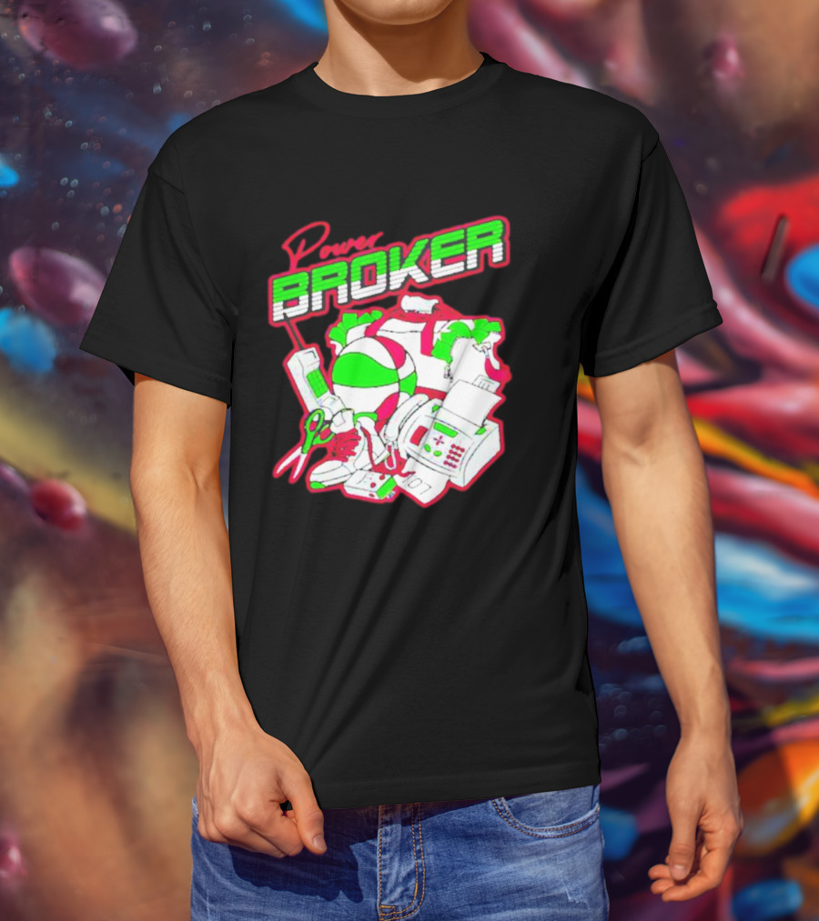 Power Broker Retro Tech And Sports Collage T-Shirt