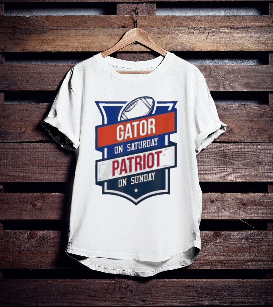 Gator On Saturday Patriot On Sunday Football Badge T-Shirt