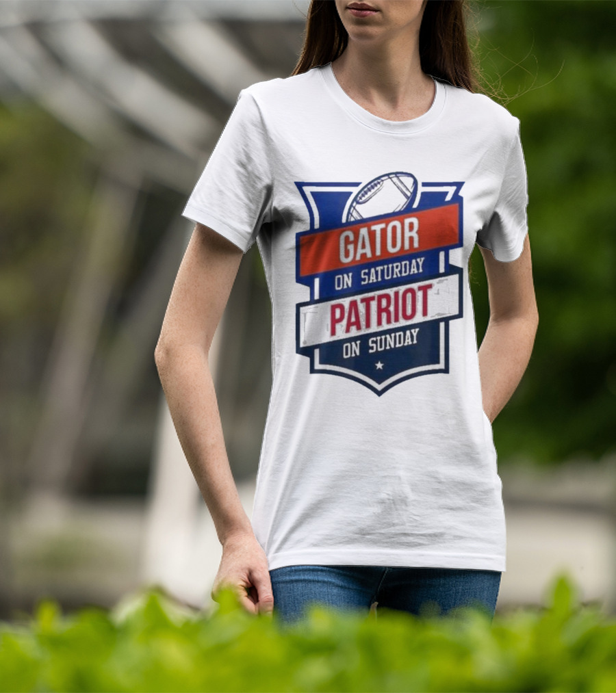 Gator On Saturday Patriot On Sunday Football Badge T-Shirt
