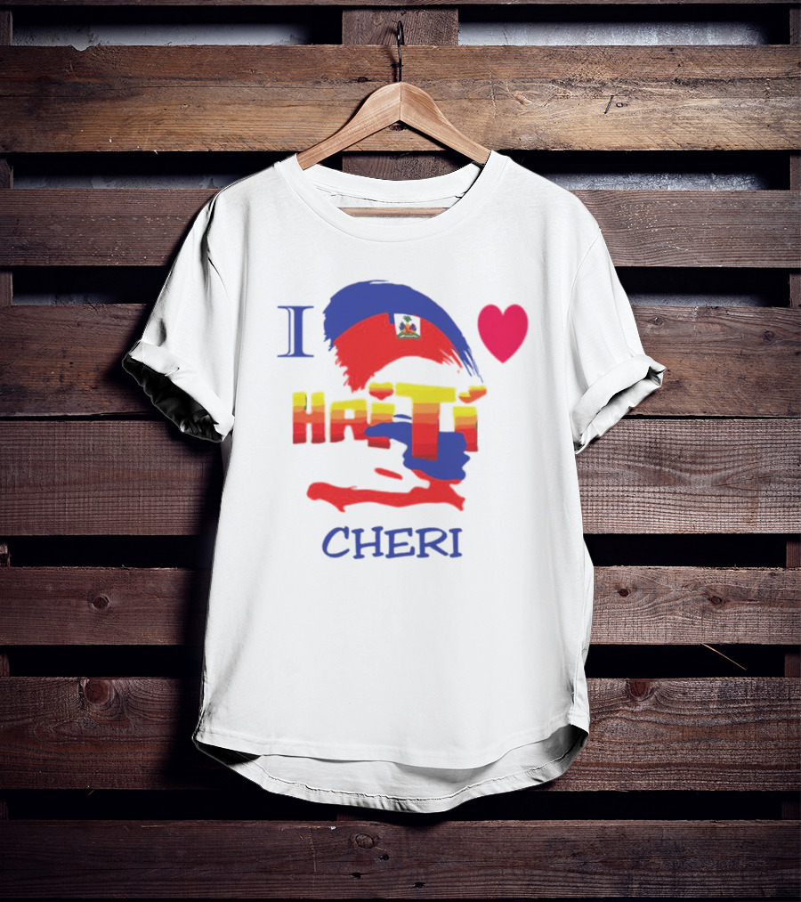 I Love Haiti Cheri Haitian Flag Heart T-Shirt