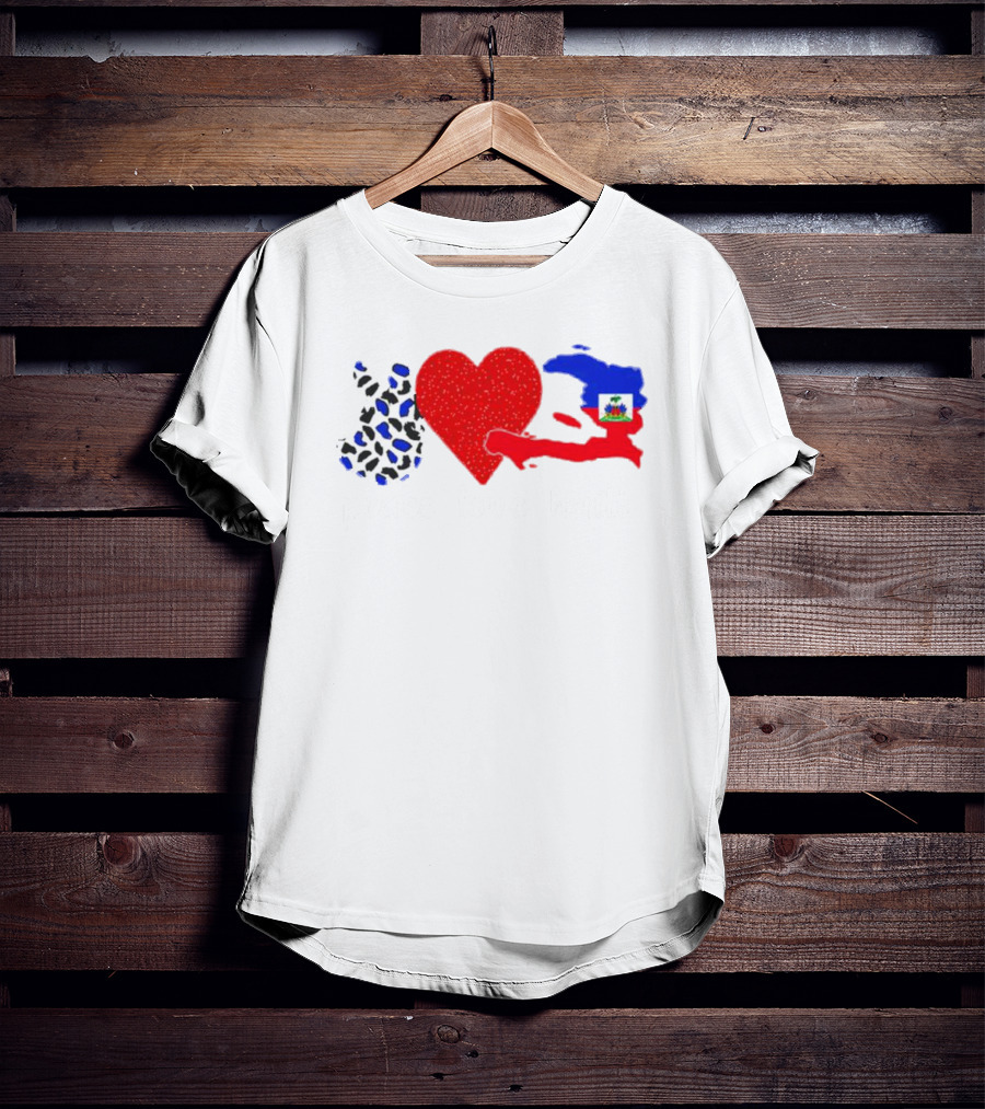 Peace Love Haiti Flag Haitian Heritage Pride T-Shirt