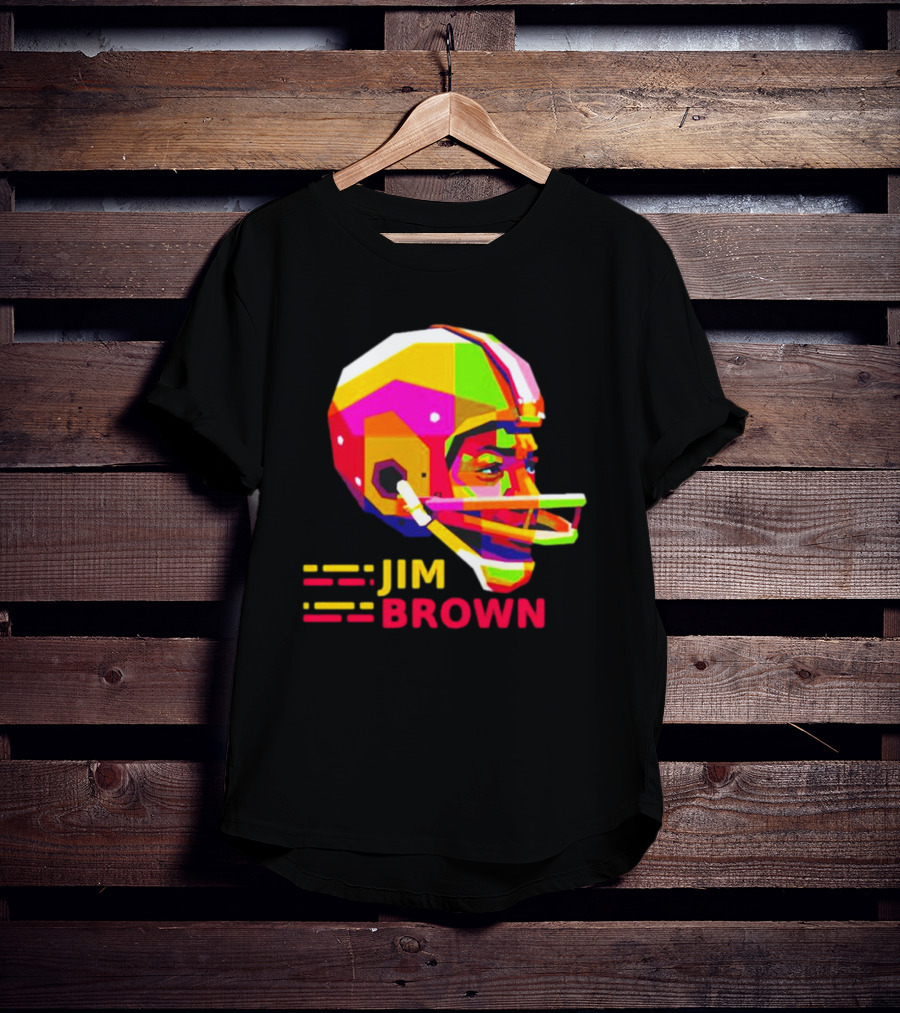 Jim Brown Vibrant Helmet Portrait Pop T-Shirt