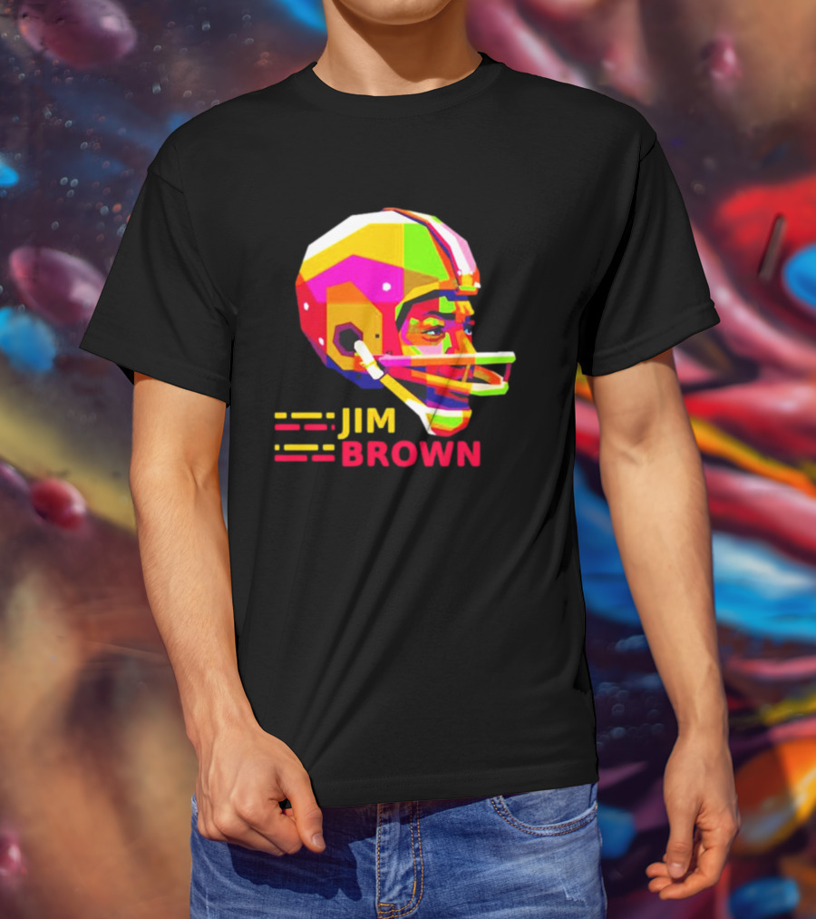Jim Brown Vibrant Helmet Portrait Pop T-Shirt