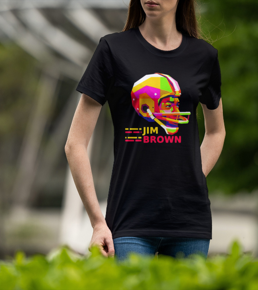Jim Brown Vibrant Helmet Portrait Pop T-Shirt