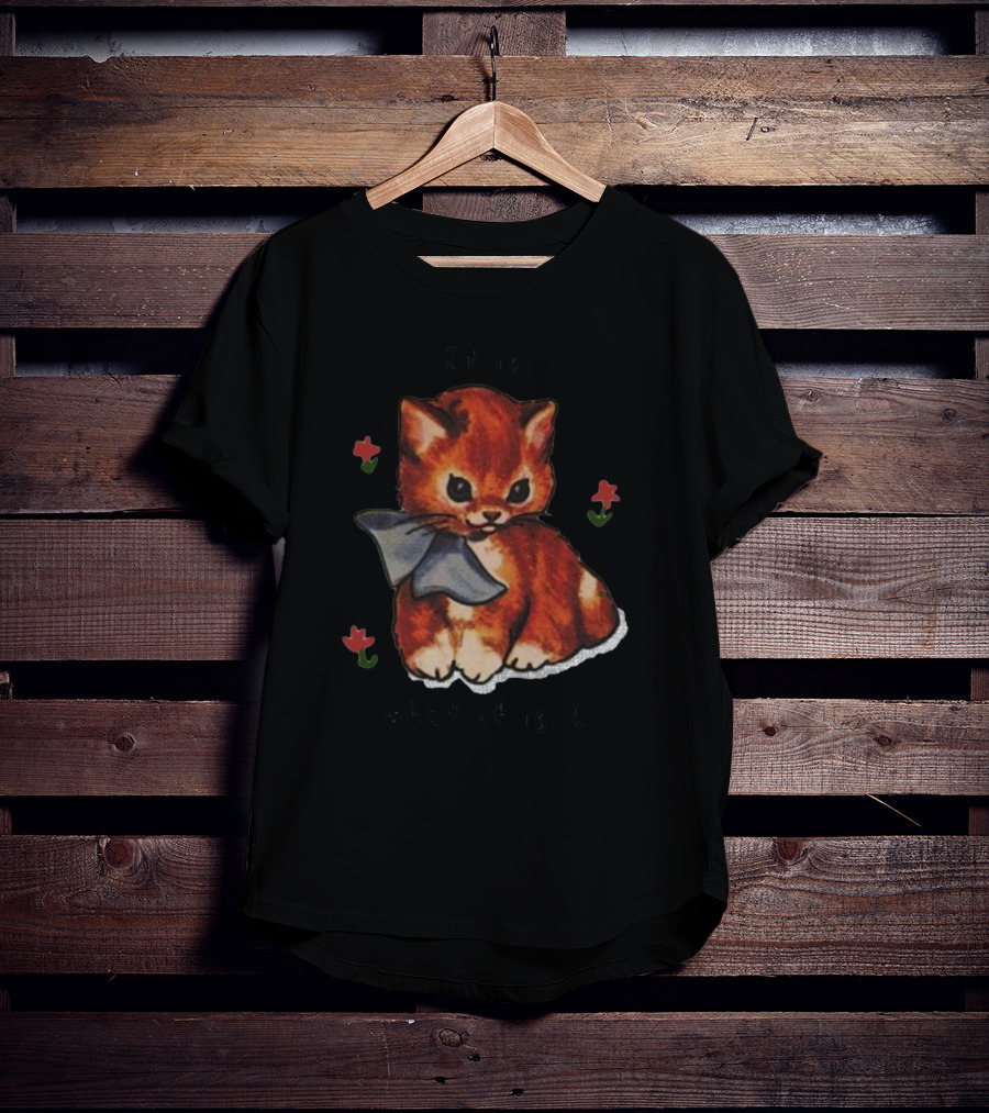 It Is What It Is Cat Sad Face With Flowers And Bow T-Shirt