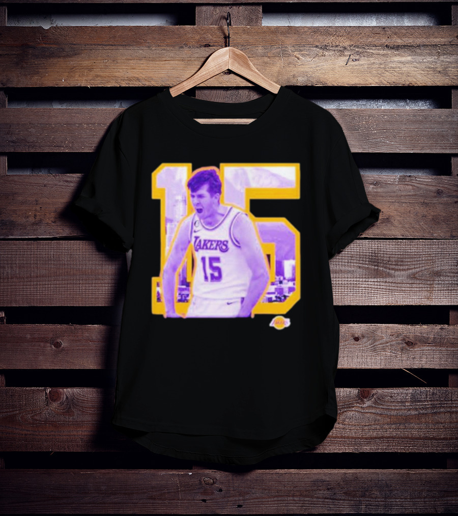 Los Angeles Lakers Austin Reaves 15 Skyline Background T-Shirt