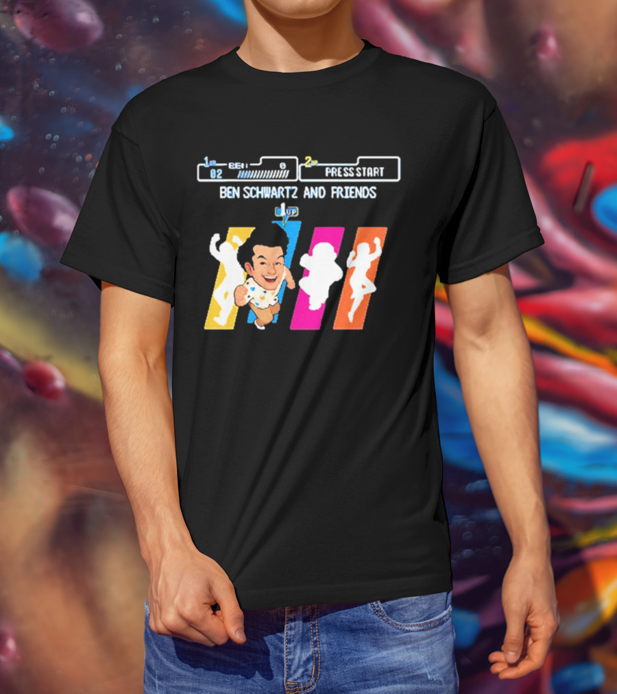 Ben Schwartz And Friends One Up Press Start Retro Gaming T-Shirt