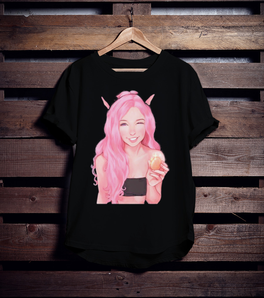 Belle Delphine Pink Hair Winking Holding Golden Egg Fantasy T-Shirt