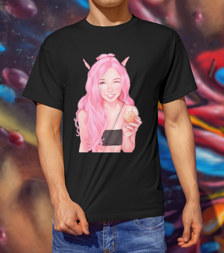 Belle Delphine Pink Hair Winking Holding Golden Egg Fantasy T-Shirt