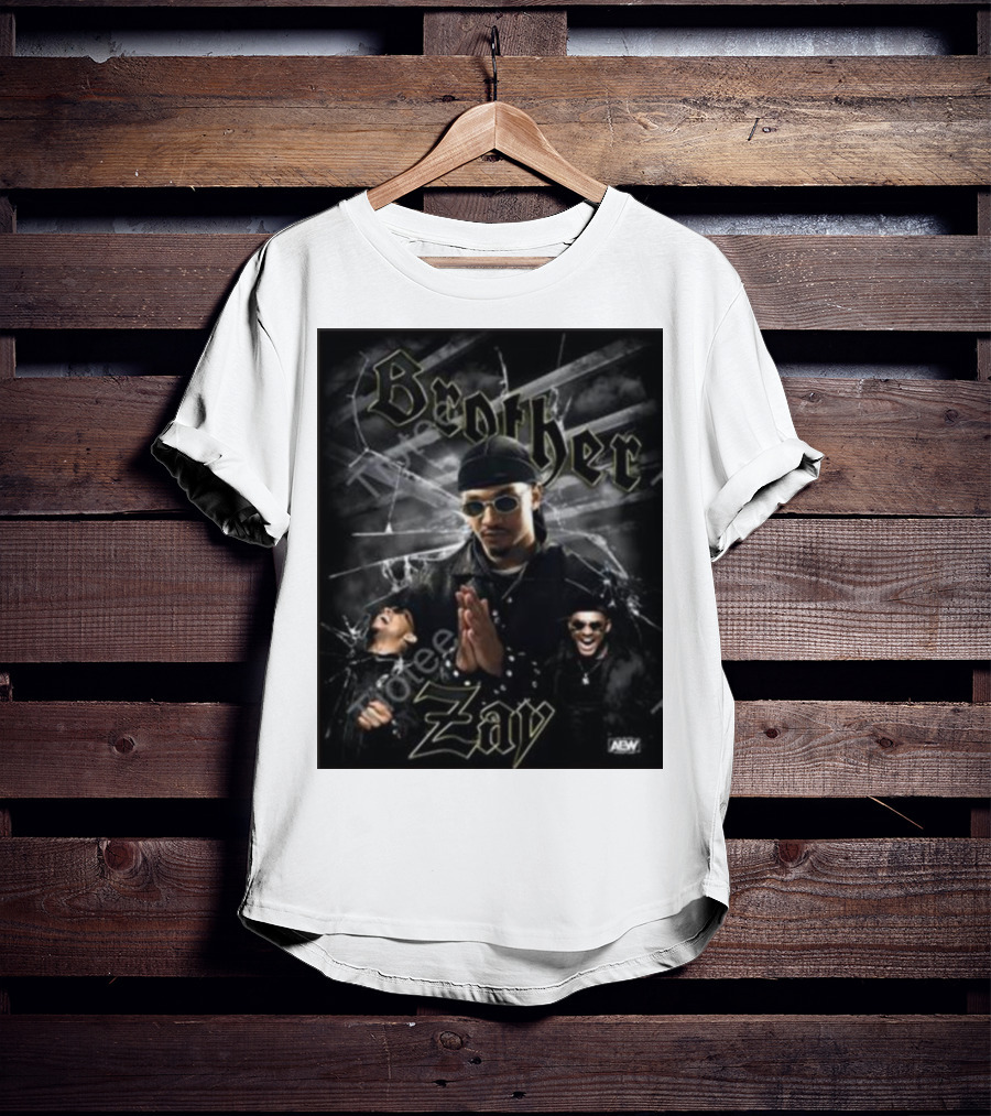Brother Zay AEW Theme With Three Images And Dramatic Shattered Glass Background T-Shirt