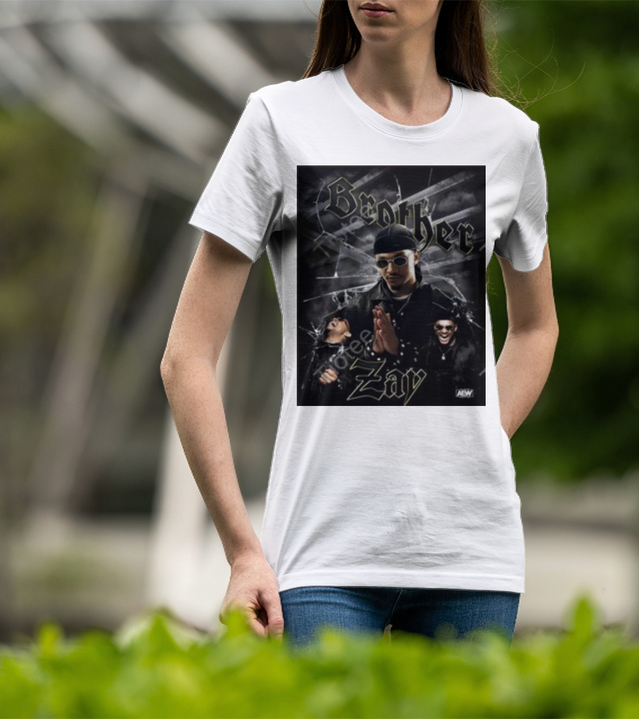 Brother Zay AEW Theme With Three Images And Dramatic Shattered Glass Background T-Shirt