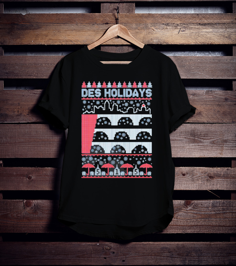 Des Holidays Ugly Christmas Sweater Skyline Snowflake T-Shirt
