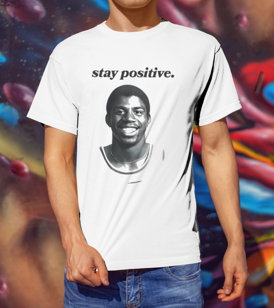 Magic Johnson Stay Positive Retro Basketball T-Shirt