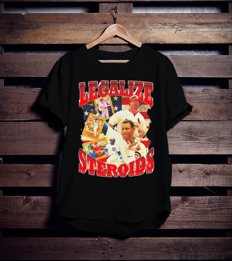 Legalize Steroids Baseball Iconography Retro USA Flag T-Shirt