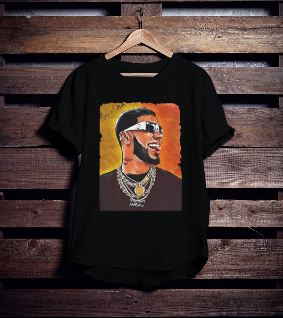 Anuel AA Vibrant Portrait With Signature And Chains T-Shirt