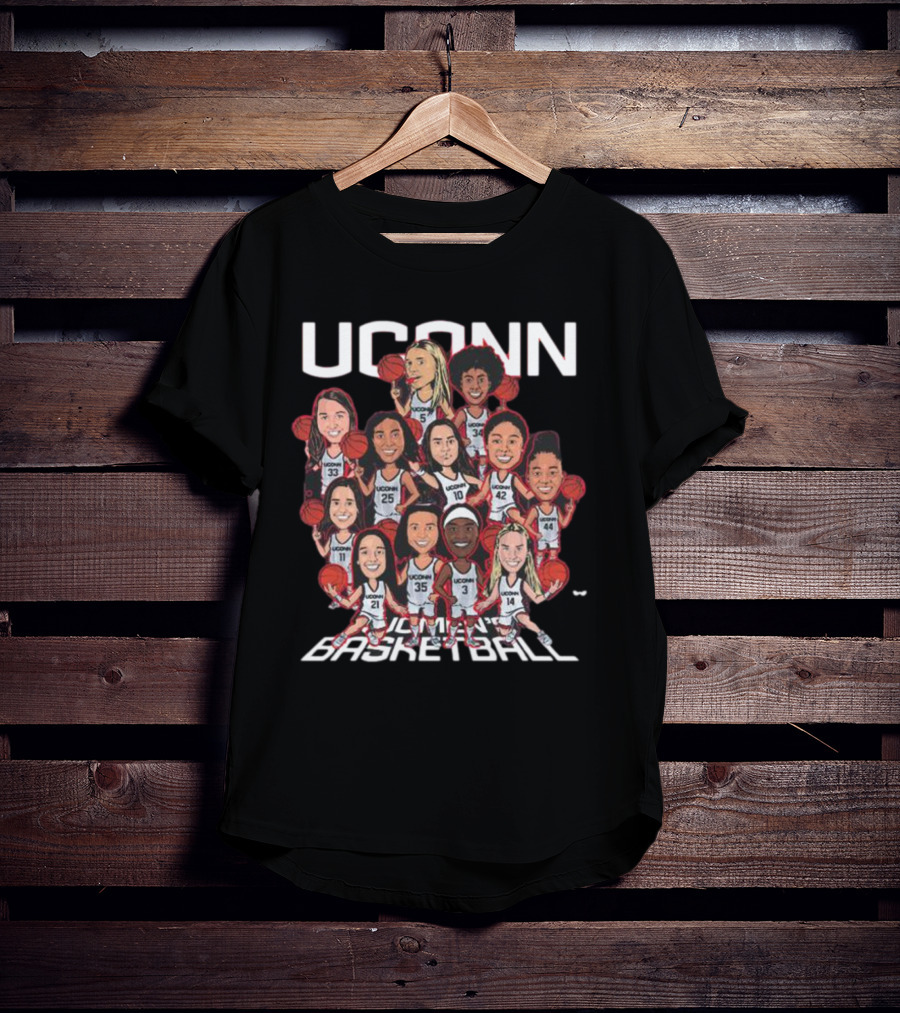 UConn Women's Basketball Team Illustrated Players With Basketballs T-Shirt