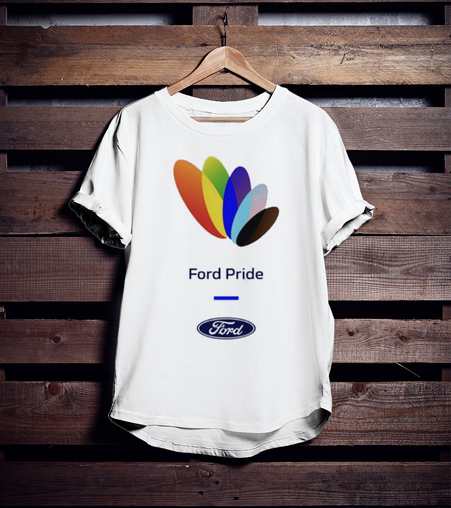 Ford Pride Typography Over Rainbow Petals T-Shirt