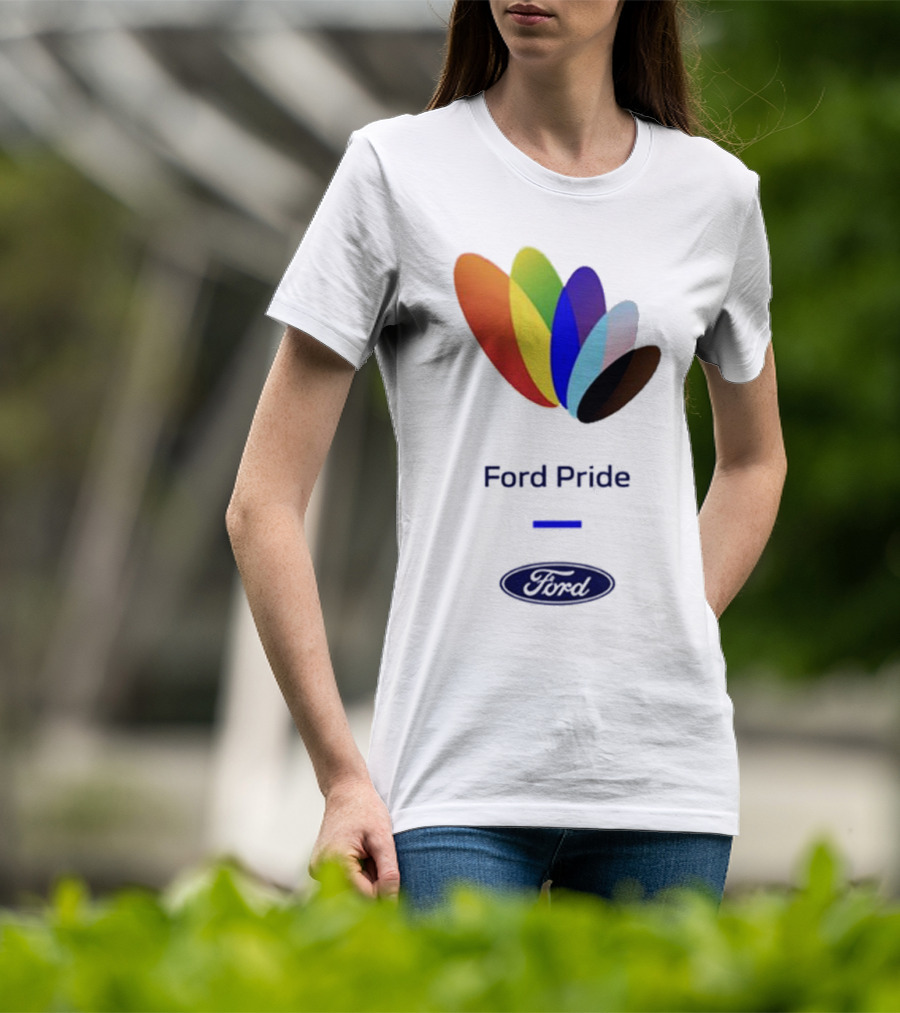 Ford Pride Typography Over Rainbow Petals T-Shirt