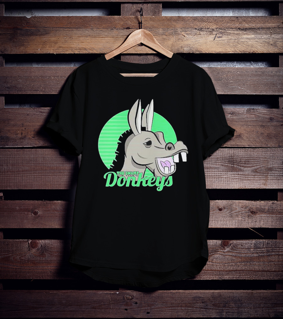 The Swamp Donkeys Green Logo Icon With Donkey Face T-Shirt